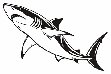 tiger shark sihouette black vector
