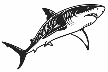 tiger shark sihouette black vector