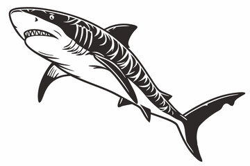 tiger shark sihouette black vector