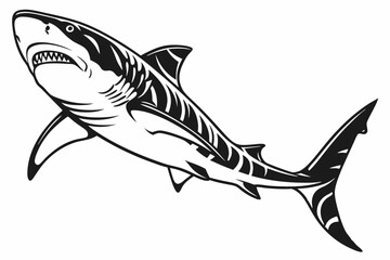 tiger shark sihouette black vector