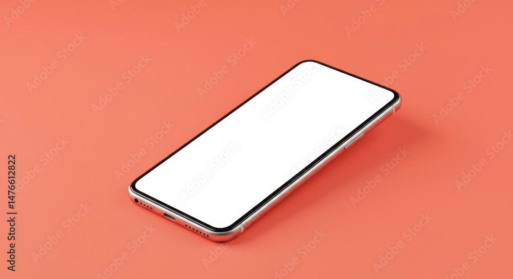 Aufkleber isolated smartphone on pink background with white screen displaying digital information and minimal 