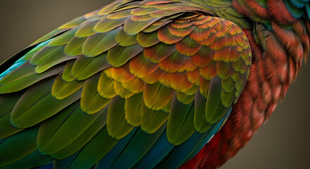 Obraz premium Close-Up of Vibrant Feather Patterns on Exotic Colorful Bird