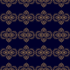 High-resolution hand-drawn vector illustration featuring a decorative symmetrical ornament in a seamless pattern. Elegant vintage color tone. Isolated with transparent and colored background.