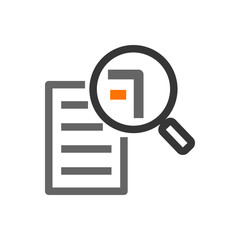 premium file search icon, scrutiny analysis, stock market, professional icon, editable vector symbol , file under magnifying glass.