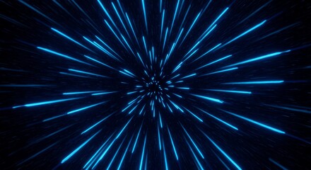 Fototapeta premium Abstract blue light streaks radiating outward from a central point