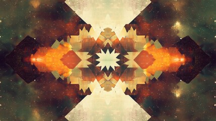 Abstract colorful cosmic pattern with vibrant colors and geometric shapes in a kaleidoscopic design