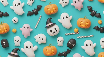 Cute Halloween Treats and Decorations Pattern