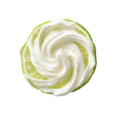 Fototapeta premium Whipped Cream Swirl on Lime Slice - Vibrant Food Photography
