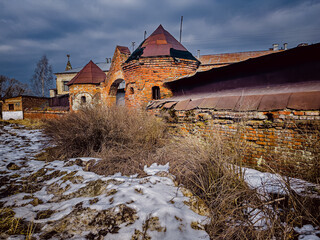 Fototapeta premium Factory building, built of red brick in the 19th century. Russia, St.Peterburg.