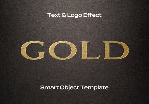 Rich Gold Black Text Logo Style Effect Mockup Logotype Template Shape