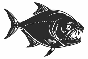 piranha sihouette black vector