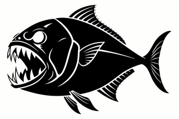piranha sihouette black vector