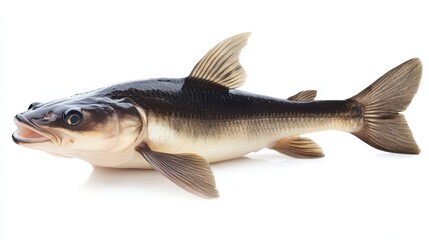 Exquisite fish portrait highlighting natural gradients and fin details, isolated