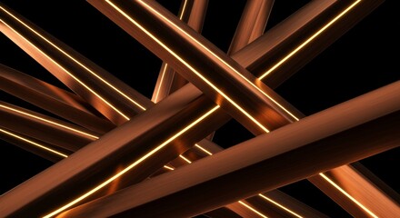Fototapeta premium Abstract copper lines intersect in a dynamic design
