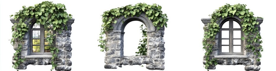 Stone archways with cascading greenery