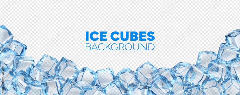 Aufkleber realistic ice cubes frame background, crystal ice blocks. isolated 3d vector template of horizontal 