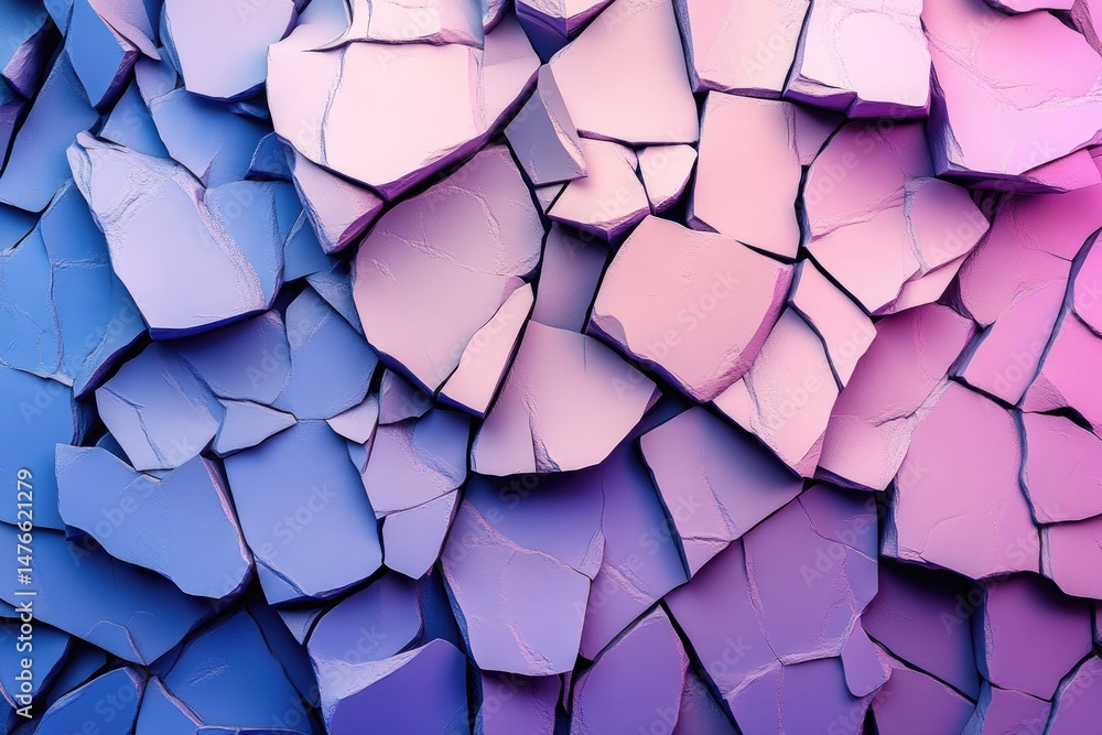 Poster abstract fractured surface with a vibrant color gradient.