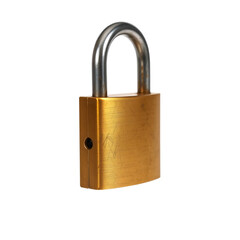 Fototapeta premium Security Padlock: A shiny, golden padlock isolated. Symbol of security, privacy, and protection.