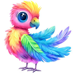 Fototapeta premium Colorful cartoon bird illustration whimsical style digital art vibrant environment playful viewpoint