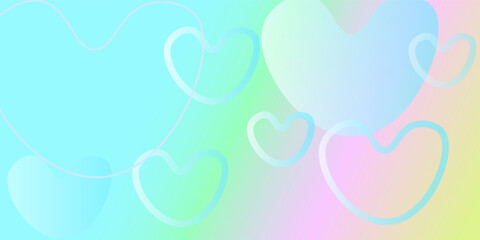 Minimalist banner background, rainbow colors, Light Blue and pink gradations. Circle effect in the shape of a love symbol, abstract background. Vector Illustration