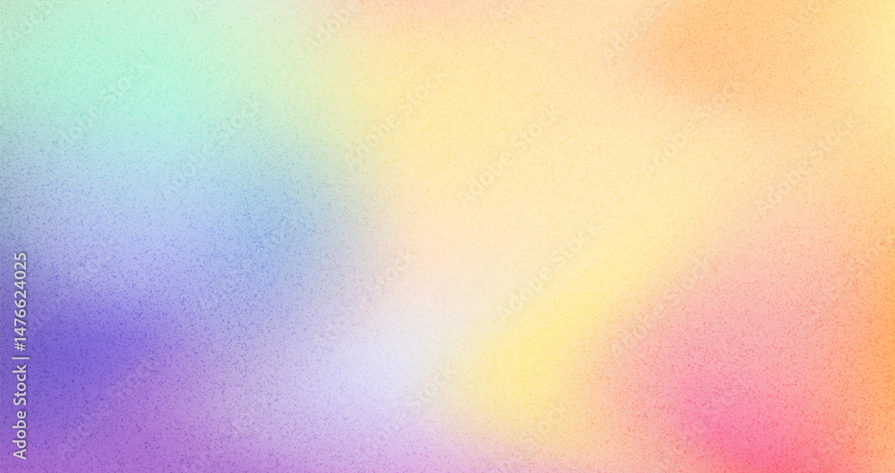 Aufkleber Color noise grain background with gradient smooth pastel blend. Multicolored abstract texture with grainy film effect, vintage soft blur, subtle dots and noise, digital vaporwave with rainbow tones