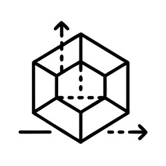 3D model representation with coordinates and measurement lines  