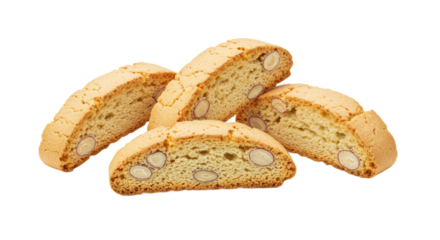 Almond biscotti pile against black background