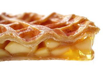 Golden Delicious Apple Pie with Caramel Drip Transparent Background.