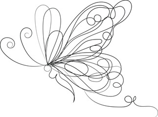 Abstract One Line Butterfly Drawing Elegant Swirls Design