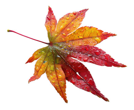 Vibrant autumn leaves with raindrops for seasonal decor - Powered by Adobe