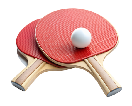 ping pong racket and ball isolated on white background.  PNG Transparent file type with High Definition  Quality