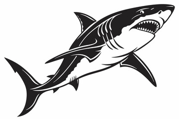 great white shark silhoette black vector