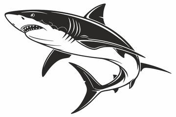 great white shark silhoette black vector
