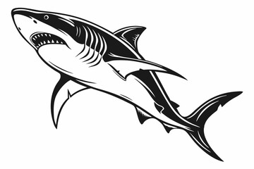 great white shark silhoette black vector