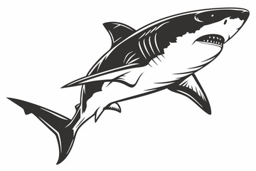great white shark silhoette black vector