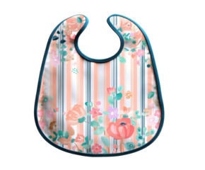 Floral patterned bib for infants with vibrant colors