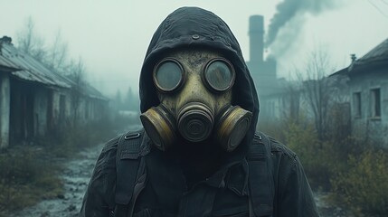 Post-Apocalyptic Survivor in a Gas Mask