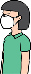 Illustration of woman using medical protective mask
