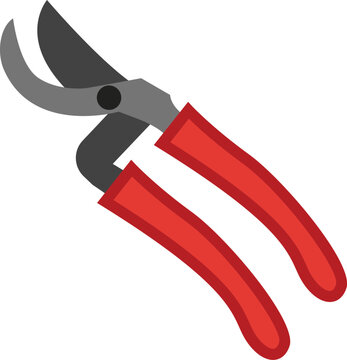 red handled pruning shears clip art preview