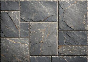 Close-up of a grey slate stone tile wall
