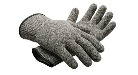 Gray Knit Gloves Crossed on Black