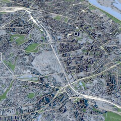 Cityscape Kyiv Ukraine, 3D Rendering