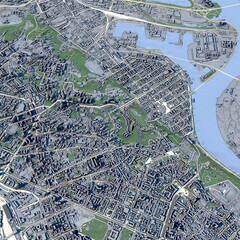 Cityscape Kyiv Ukraine, 3D Rendering