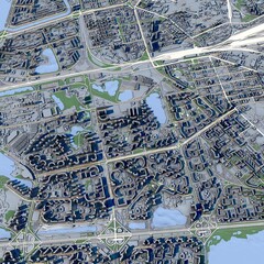Cityscape Kyiv Ukraine, 3D Rendering