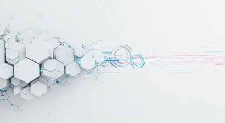 Abstract futuristic technology background with hexagonal shapes and digital elements