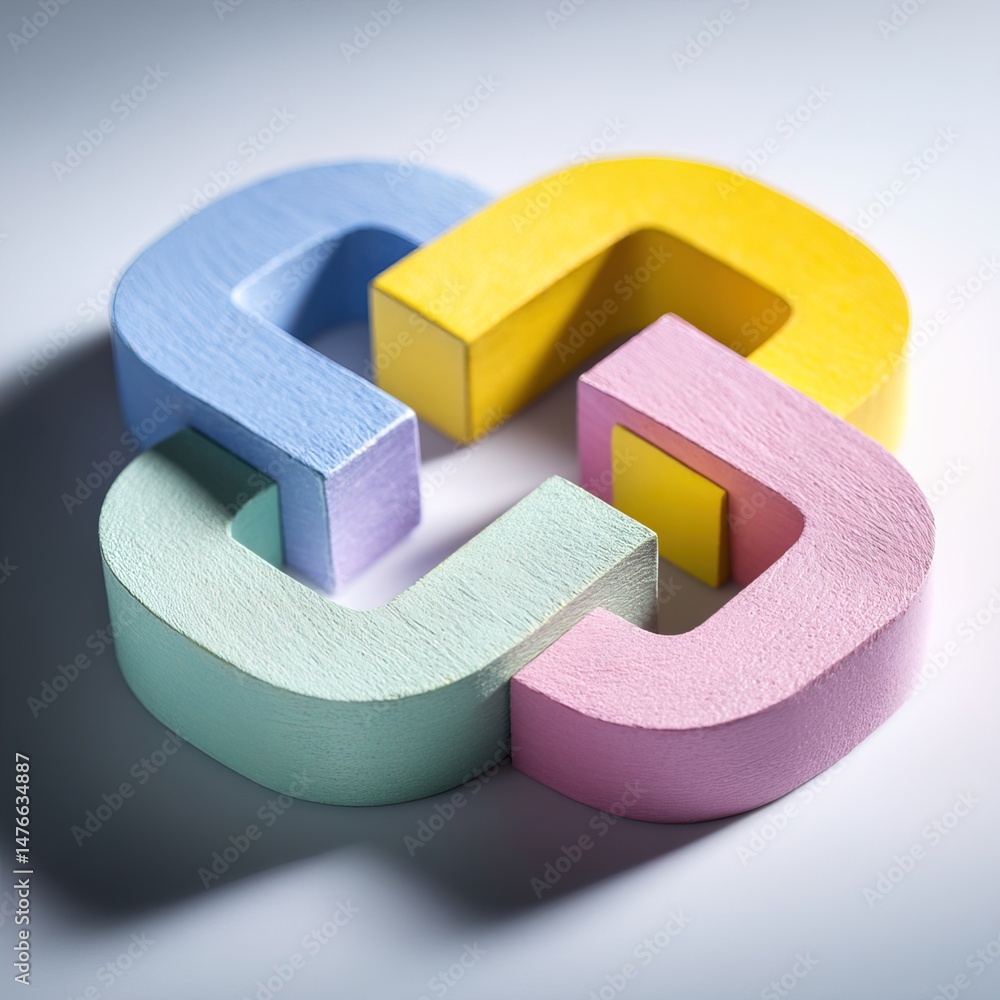 Poster colorful interlocking shapes symbolize unity and positivity