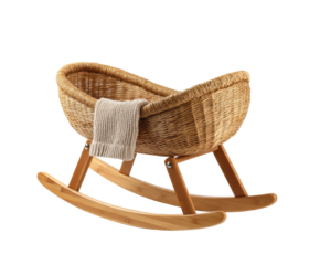 Classic wooden rocking cradle for newborns in a cozy design