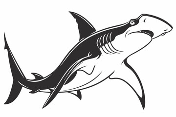 Naklejka premium hammerhead shark silhoette black vector