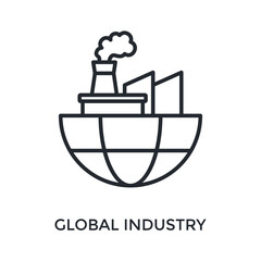 Global Industry Icon Outline Style. Vector Illustration For Graphic Design