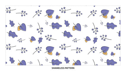 Floral Pattern with Small Purple and Yellow Flowers Spreaded